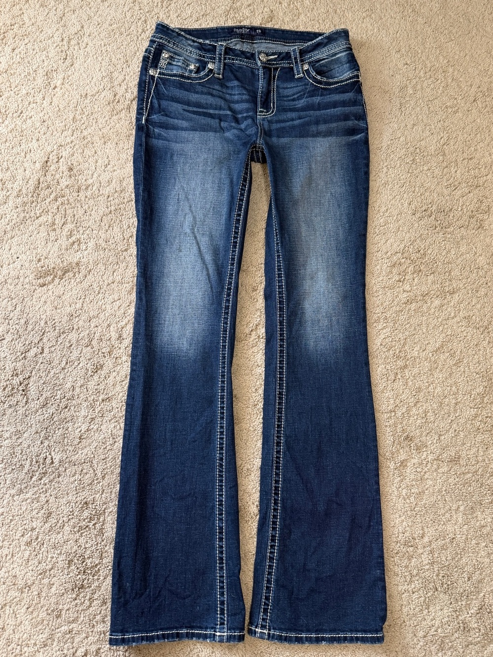 Womens Miss Me Jeans Size 29 Mid Rise Boot Dreamcatcher Y2k Rhinestone Blue - Picture 5 of 12